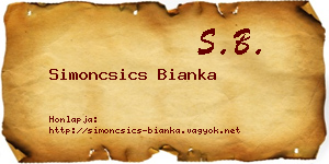 Simoncsics Bianka névjegykártya
